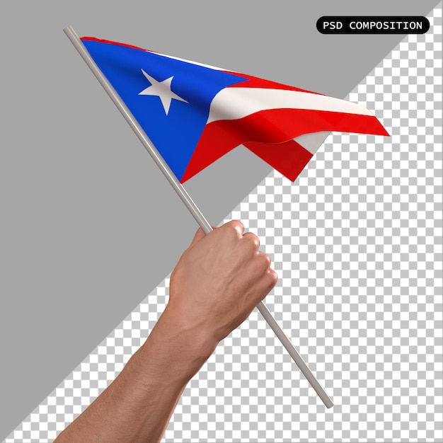 PSD diseño en 3d de la bandera del país puerto rico y ilustración aislada de renderizado en 3d elegante