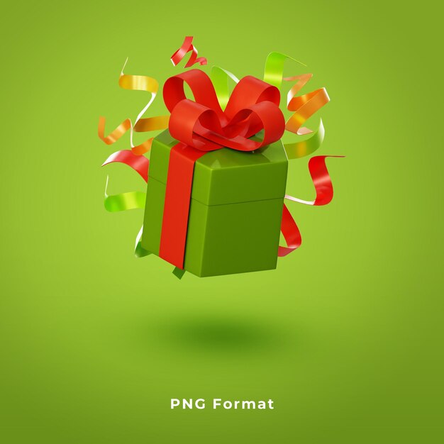 PSD diseño 3d de la caja verde para regalos