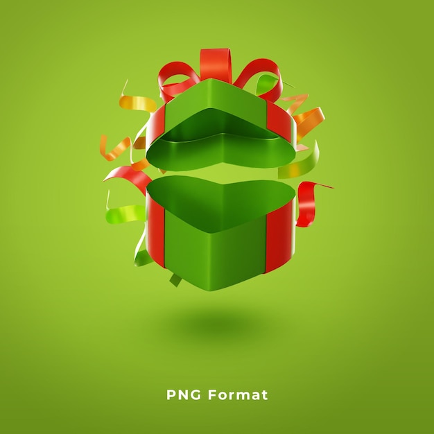 PSD diseño 3d de la caja verde para regalos