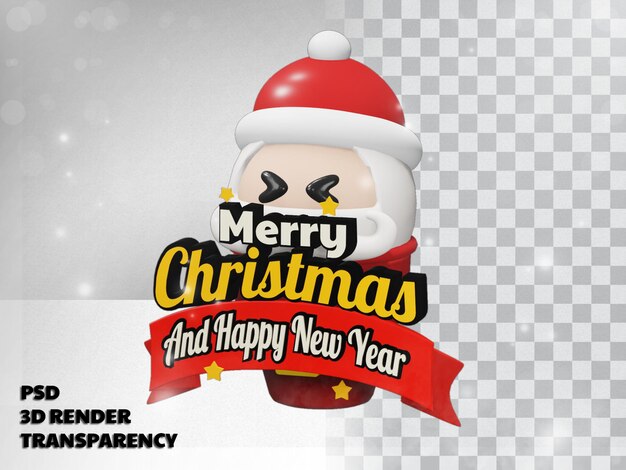 PSD diseño 3d feliz navidad con fondo transparente