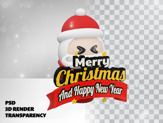 PSD diseño 3d feliz navidad con fondo transparente