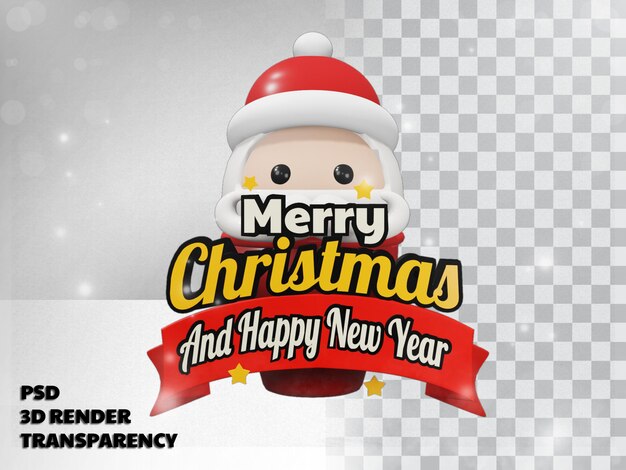 PSD diseño 3d feliz navidad con fondo transparente