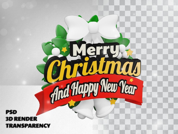 PSD diseño 3d feliz navidad con fondo transparente