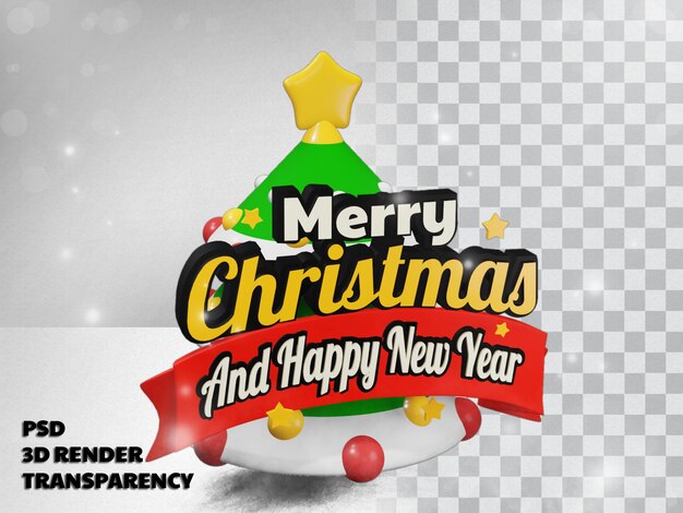 PSD diseño 3d feliz navidad con fondo transparente