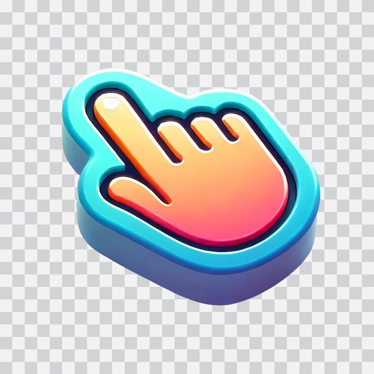 PSD diseño 3d con icono de clic aislado en fondo transparente