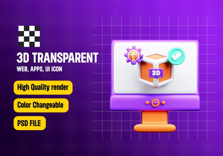 PSD diseño 3d de íconos 3d o impresión de ícones 3d