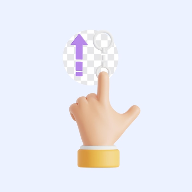 Diseño 3D de la mano deslizando hacia arriba