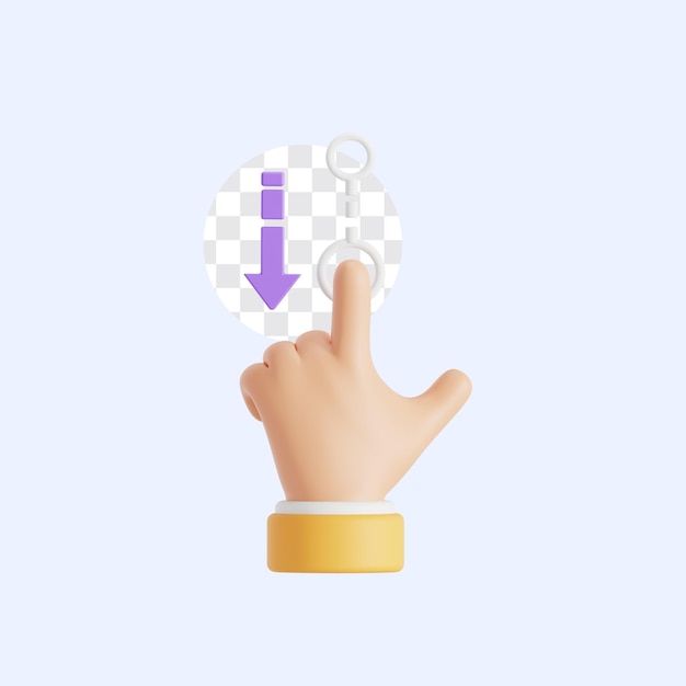 Diseño 3D de la mano deslizando hacia la derecha