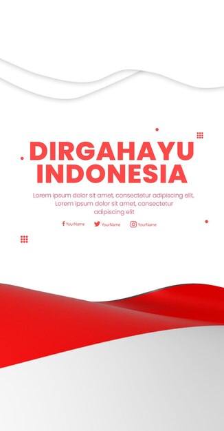 Diseño 3d en redes sociales después de la independencia de indonesia