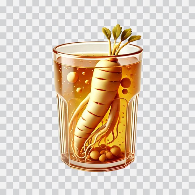 Diseño 3D de una taza de bebida de ginseng aislada en un fondo transparente