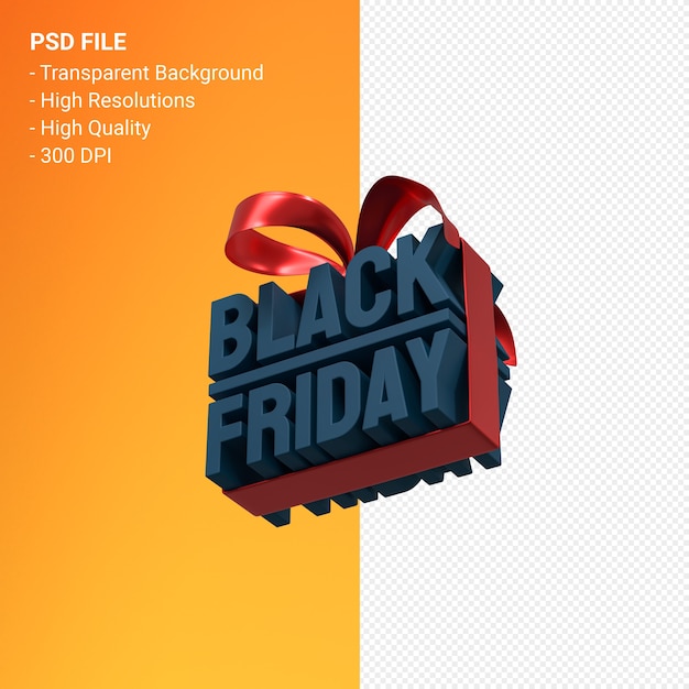 PSD diseño 3d de venta de viernes negro para promoción de venta aislada