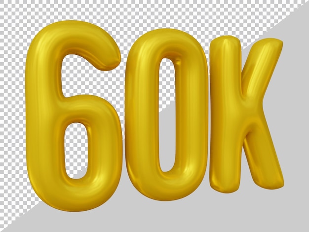 Diseño de 60k seguidores en render 3d.