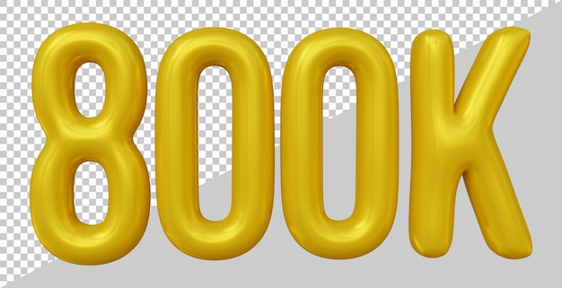 Diseño de 800k seguidores en render 3d.