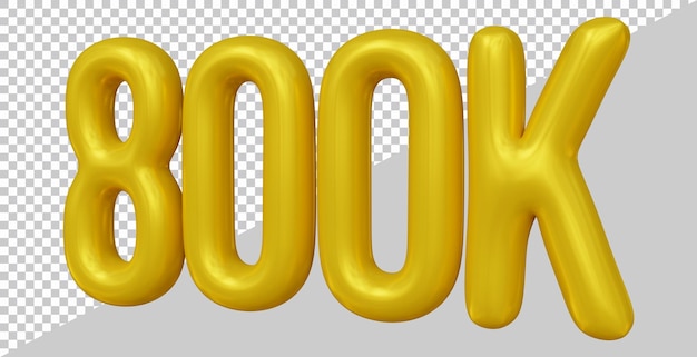 Diseño de 800k seguidores en render 3d.