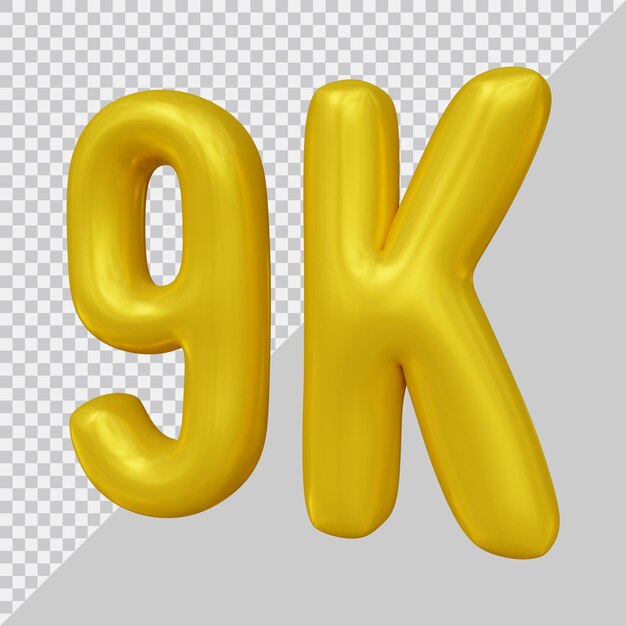 Diseño de 9k seguidores en render 3d