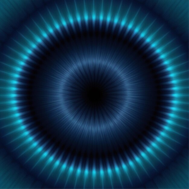 un diseño abstracto azul con un círculo negro y un fondo azul