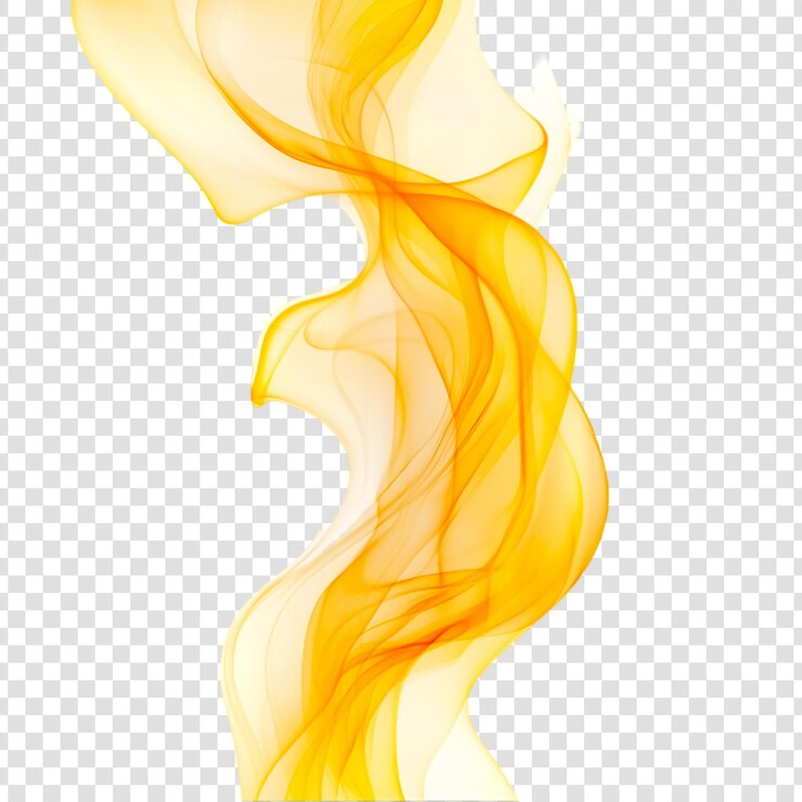 Diseño abstracto dinámico de color naranja sobre un fondo transparente