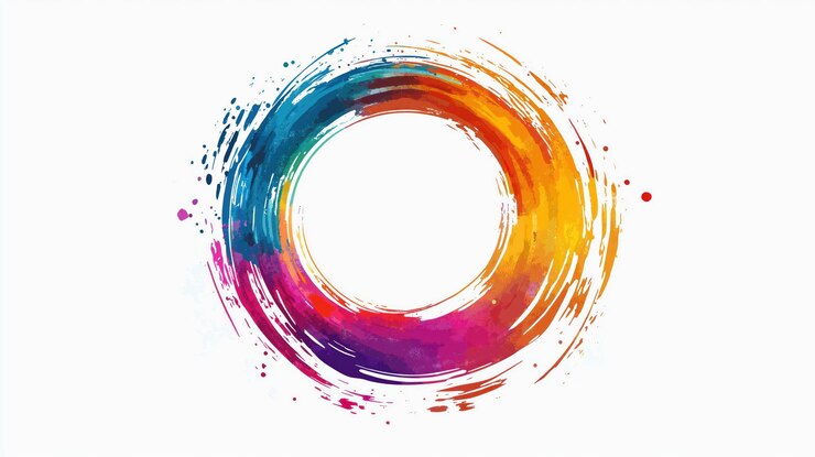 PSD diseño abstracto vibrante con gran forma circular llena de colores mezcla de rojo naranja amarillo