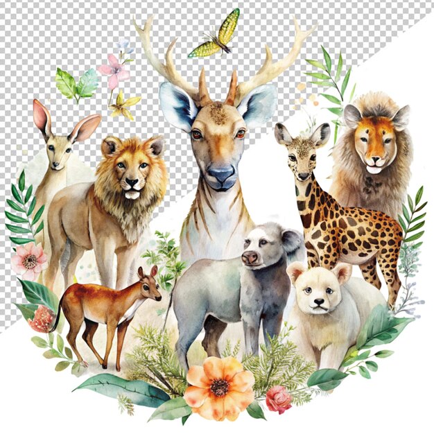 PSD diseño de acuarela de animales fondo transparente