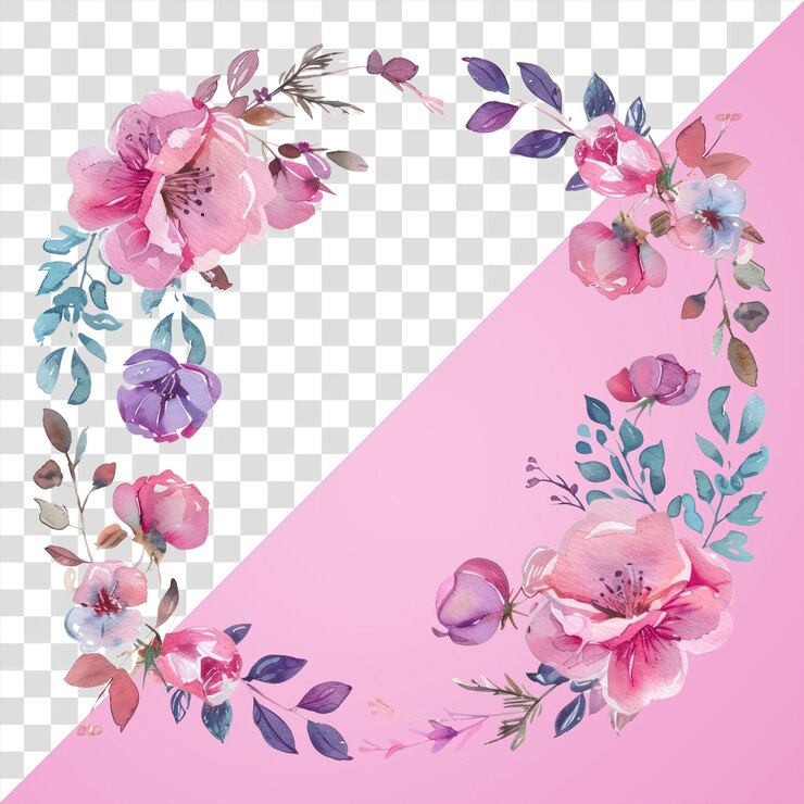 PSD diseño de acuarela de corona floral de png