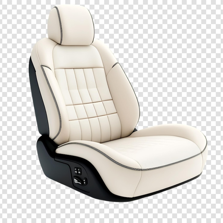 PSD diseño aislado de asiento de coche de cuero crema de lujo