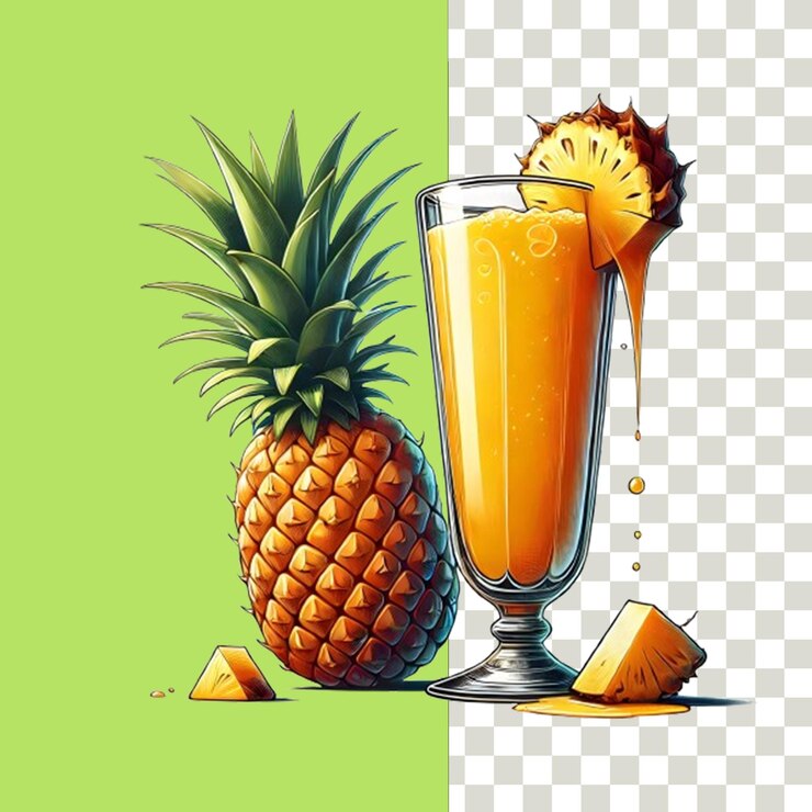 Diseño aislado de jugo de manzana o piña en un archivo PHD de fondo transparente