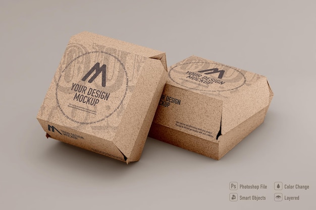 Diseño aislado de maqueta de caja de hamburguesa