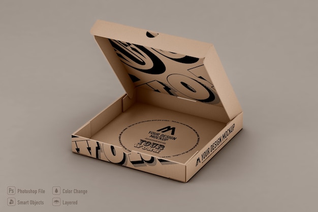 Diseño aislado de maqueta de caja de pizza