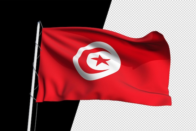 Diseño aislado de maqueta PNG de bandera tunecina de alta calidad