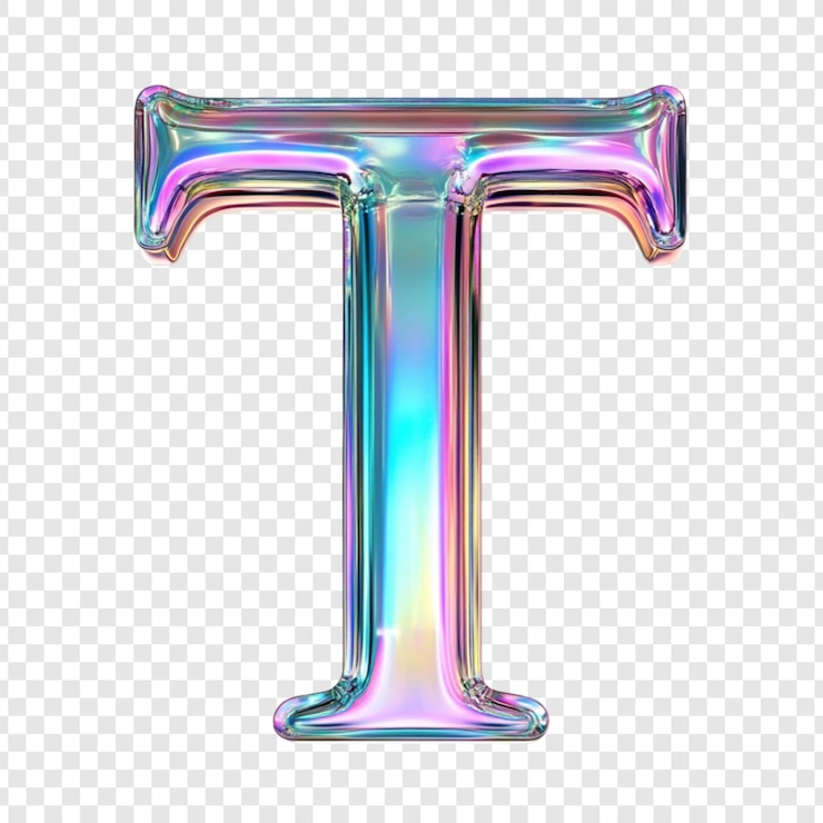 PSD diseño del alfabeto holográfico de la letra t iridescente