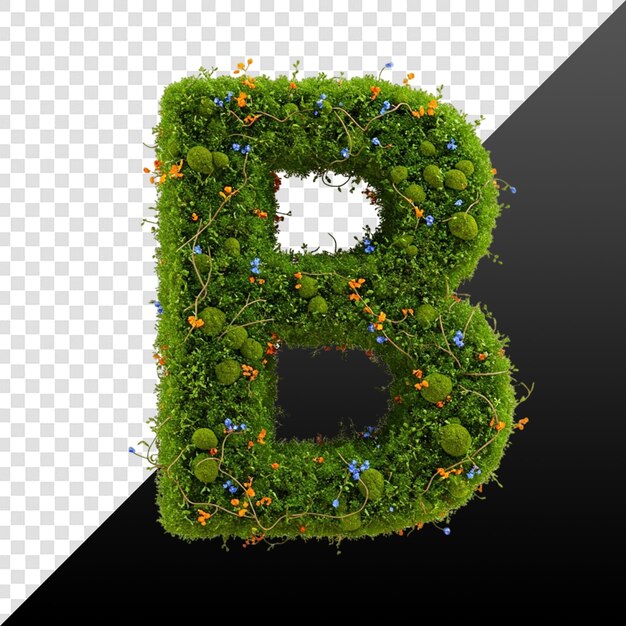 Diseño de alfabeto inspirado en la naturaleza con la letra floral verde B