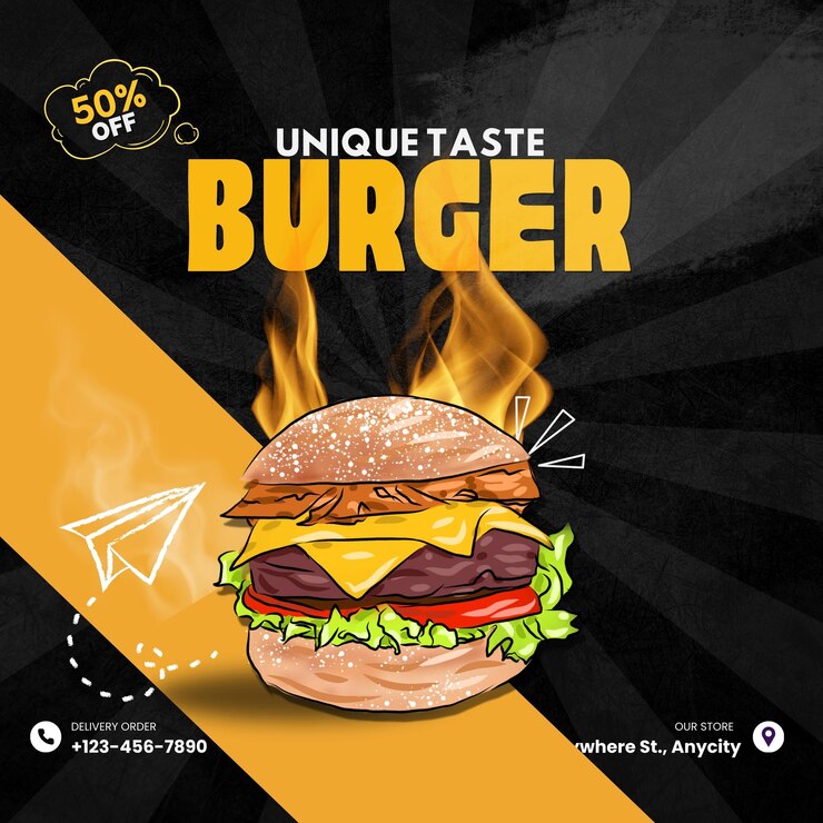 PSD diseño de anuncios de hamburguesa en el fondo de la pizarra en la ilustración 3d