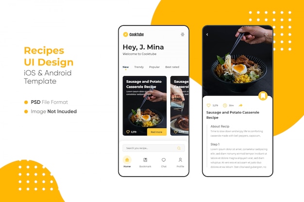 PSD diseño de aplicaciones de recetas
