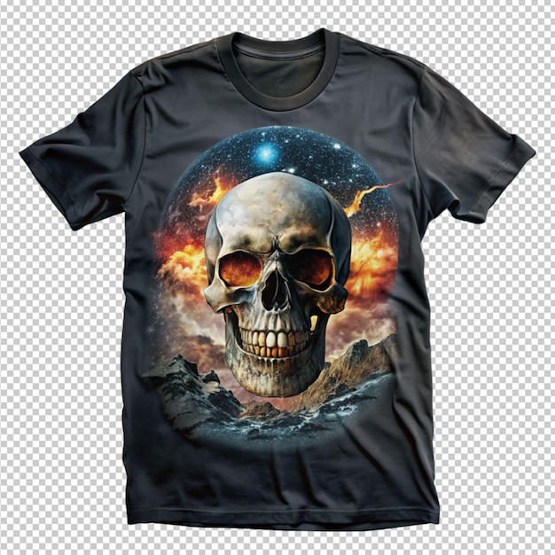 Diseño apocalíptico de camiseta de cráneo de halloween en un fondo transparente