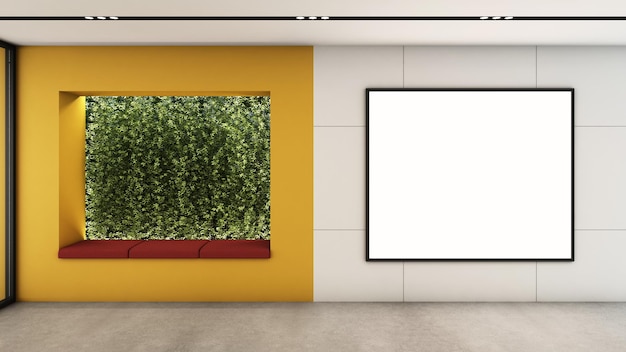 Diseño de área de sala de espera moderno mínimo 3D render
