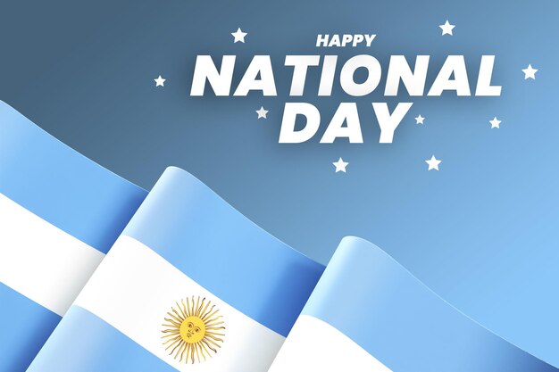 Diseño de la bandera argentina banner del día de la independencia nacional texto editable y fondo