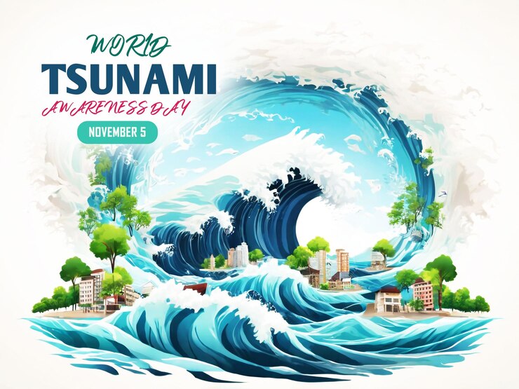 Diseño de la bandera de fondo del Día Mundial de Concienciación sobre los Tsunamis