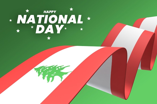 Diseño de bandera de líbano día de la independencia nacional banner texto editable y fondo
