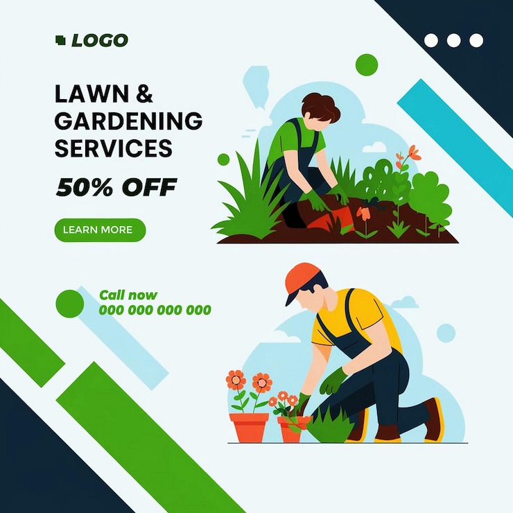 PSD diseño de banner agreculther para el generador de ia de plantilla de césped