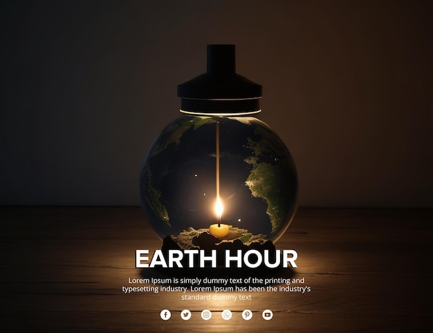 Diseño de banner de concienciación de la Hora de la Tierra de PSD