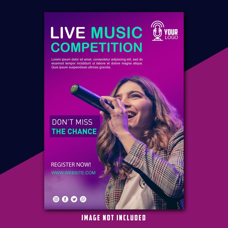 diseño de banner de concurso de música PSD