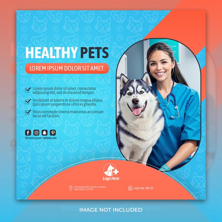 Diseño de banner cuadrado promocional de redes sociales de servicio de cuidado de mascotas
