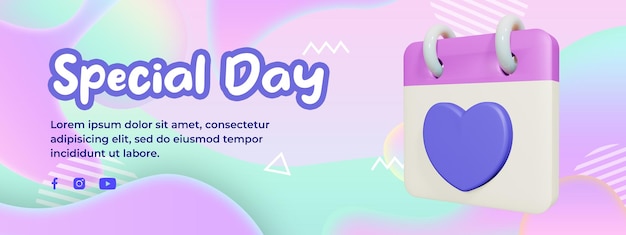 PSD diseño de banner de día y fecha especial con fondo abstracto