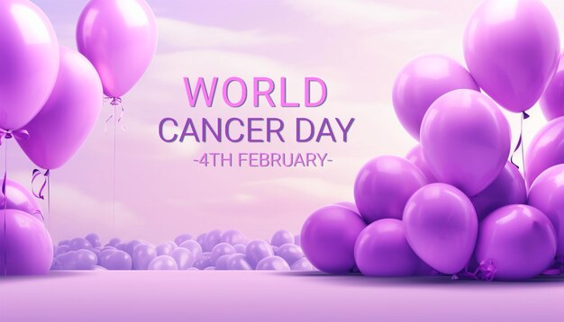 PSD diseño de banner del día mundial del cáncer con un fondo colorido diseño de cartel del mes de concienciación sobre el cáncer