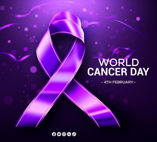 PSD diseño de banner del día mundial del cáncer con gradiente psd