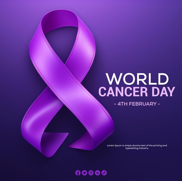 PSD diseño de banner del día mundial del cáncer con gradiente psd