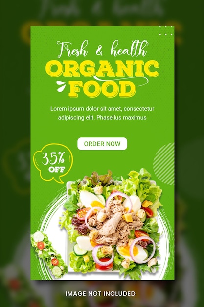 Diseño de banner de Instagram de alimentos orgánicos saludables