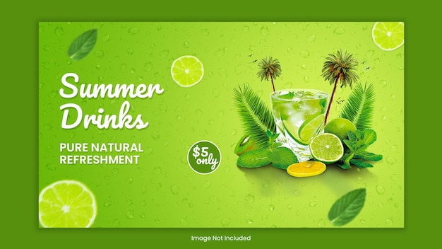 PSD diseño de banner de jugo fresco de verano