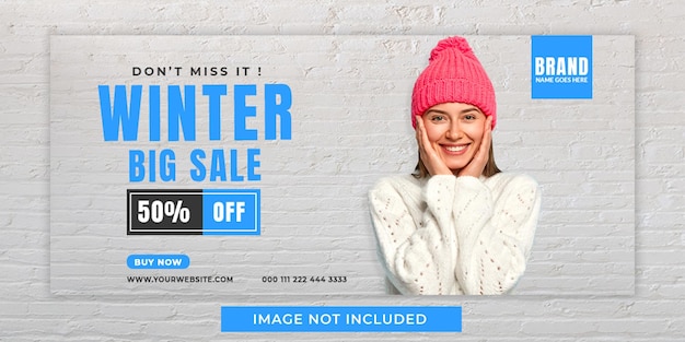 Diseño de banner de portada de Facebook de gran venta de invierno