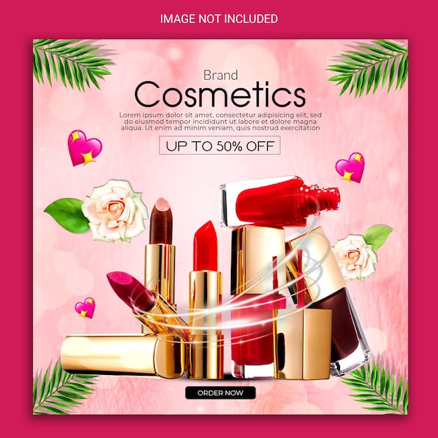 diseño de banner de promoción de redes sociales de cosméticos especiales
